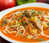 Лапша на мясном бульоне с говядиной и овощами